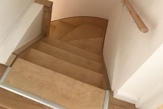 Birch plywood stairs. Brilliart Ltd.